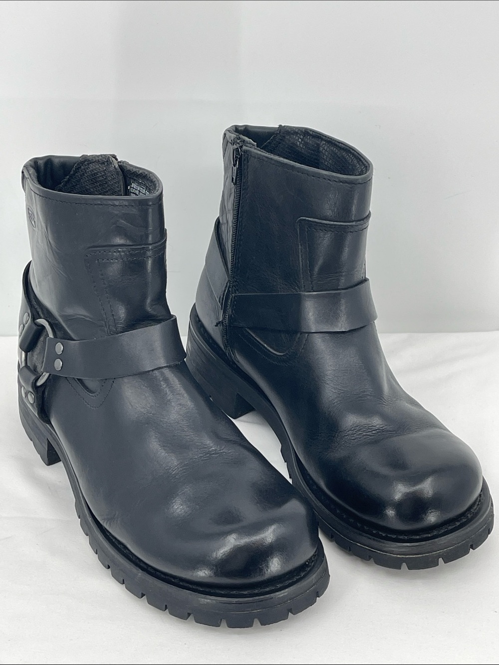 SKECHERS Men's Black Leather Harness Boots - Classic Rider Style SIZE 12